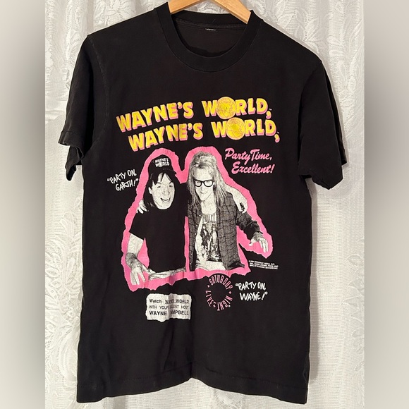 Other - Vintage 1991 Wayne’s World SNL Graphic Tee Single Stitch Neon Shirt